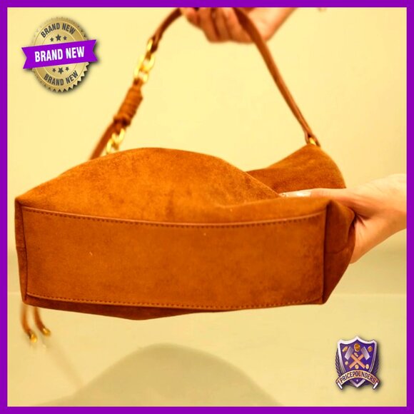 Faux Suede Hobo Shoulder Bag Adjustable Strap Crossbody Minimal Chic Versatile - Picture 7 of 7